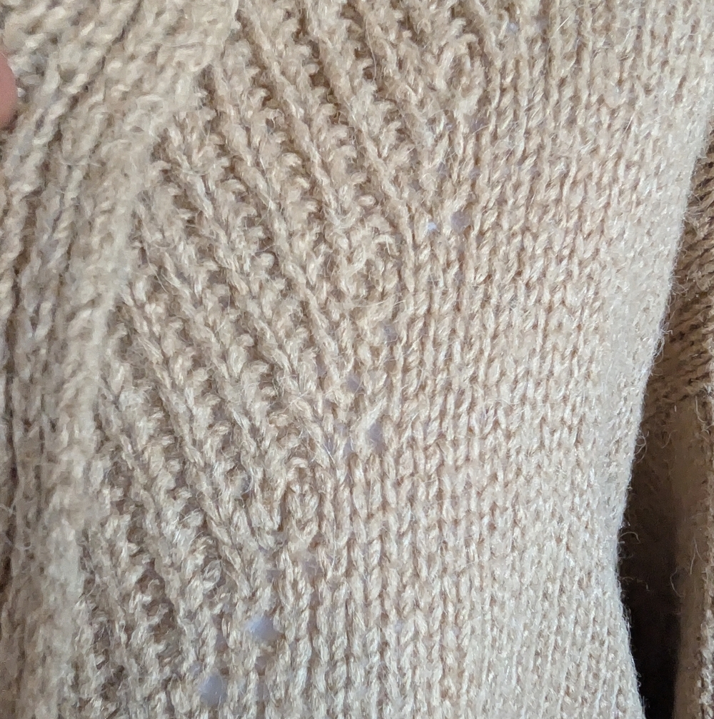Gap Alpaca Blend Cropped Tan Shawl Neck Sweater Beige Quiet Luxury Minimal Lg image 3